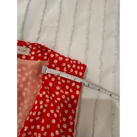 Rebecca Taylor Malia Twist Front Floral Silk Midi Dress Women's 4 Red Garden - Picture 13 of 16